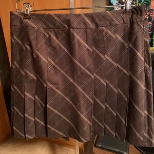 Elegant Brown Plaid A-Line Skirt